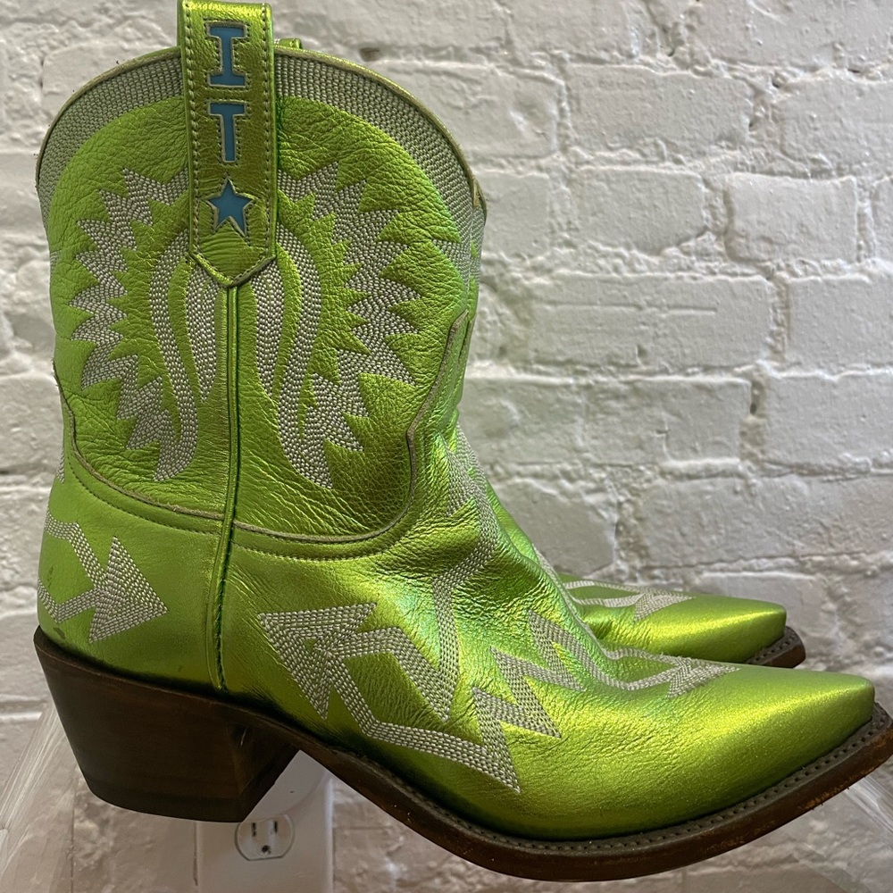 Miron Crosby Women’s Maggie Metallic Lime Green Cowboy Boots size 10 - Picture 8 of 8